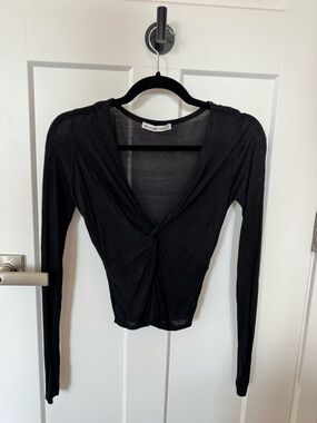Abercrombie & Fitch Black Twist-Front Long Sleeve Tee